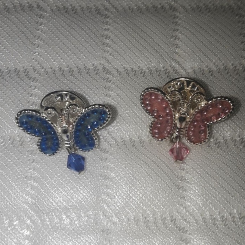 Butterfly Crystal Earrings Or Pins/Brooches